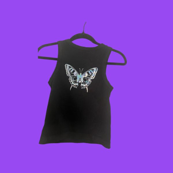 Black Vital Life Butterfly Tank Top, M