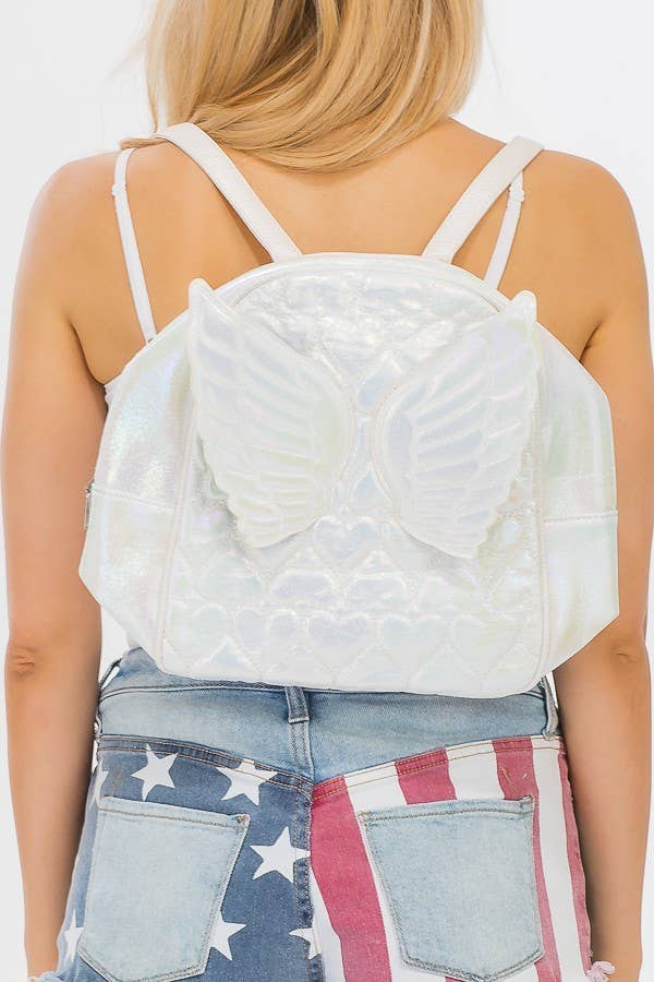 Winged and Glossed Zippered Backpack