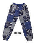 Cotton Blue Multi Patchwork Bottom Closer Mushroom Pant