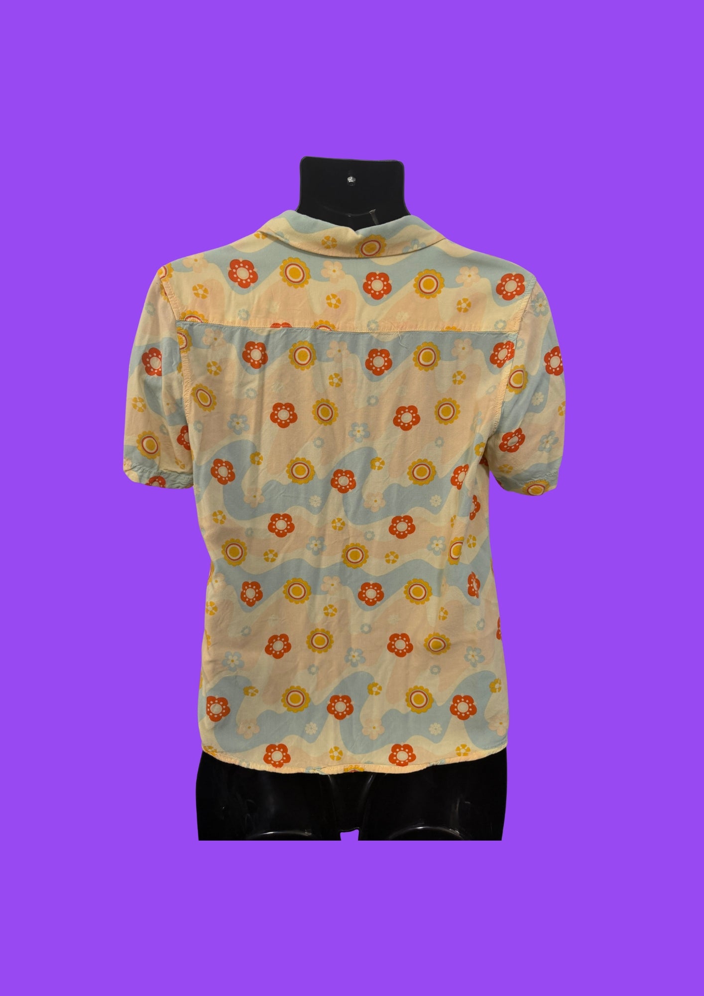Earthbound Unisex Flower Power Button Down Short Sleeve Shirt