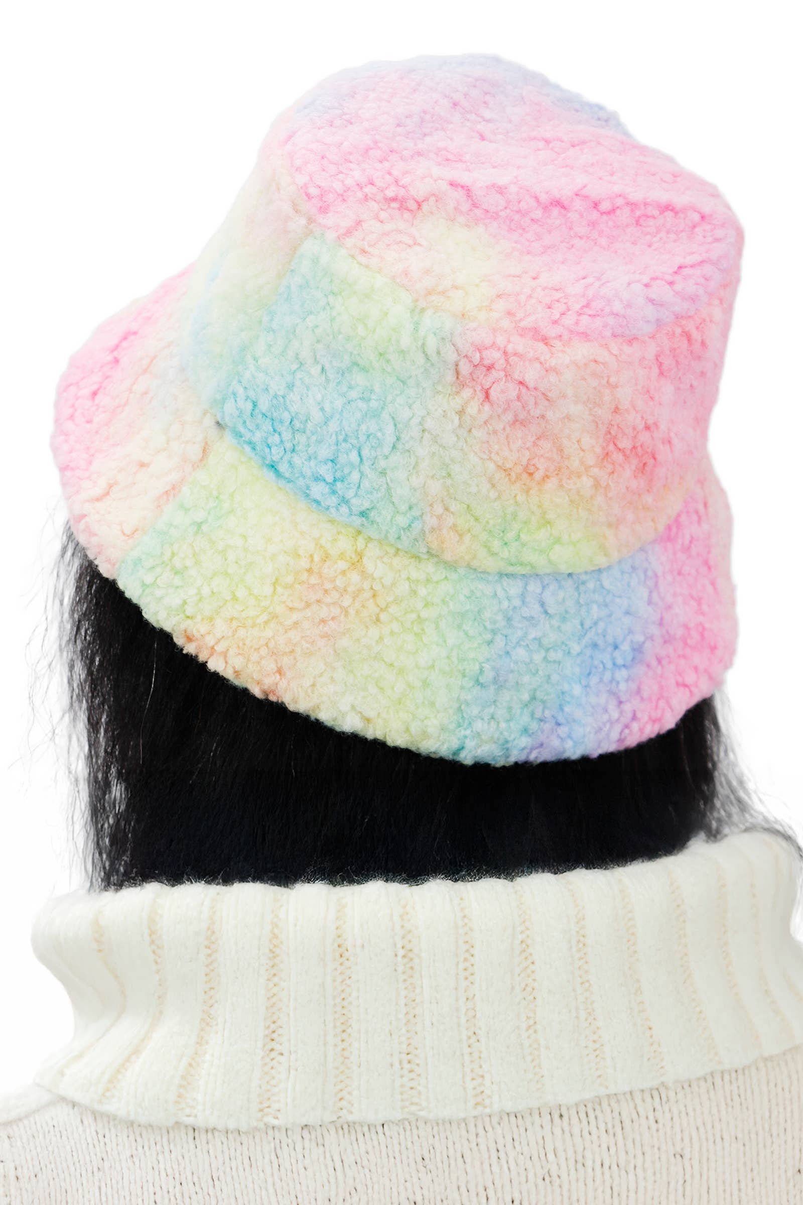 Tie Dye Fluffy Sherpa Fleece Bucket Hat