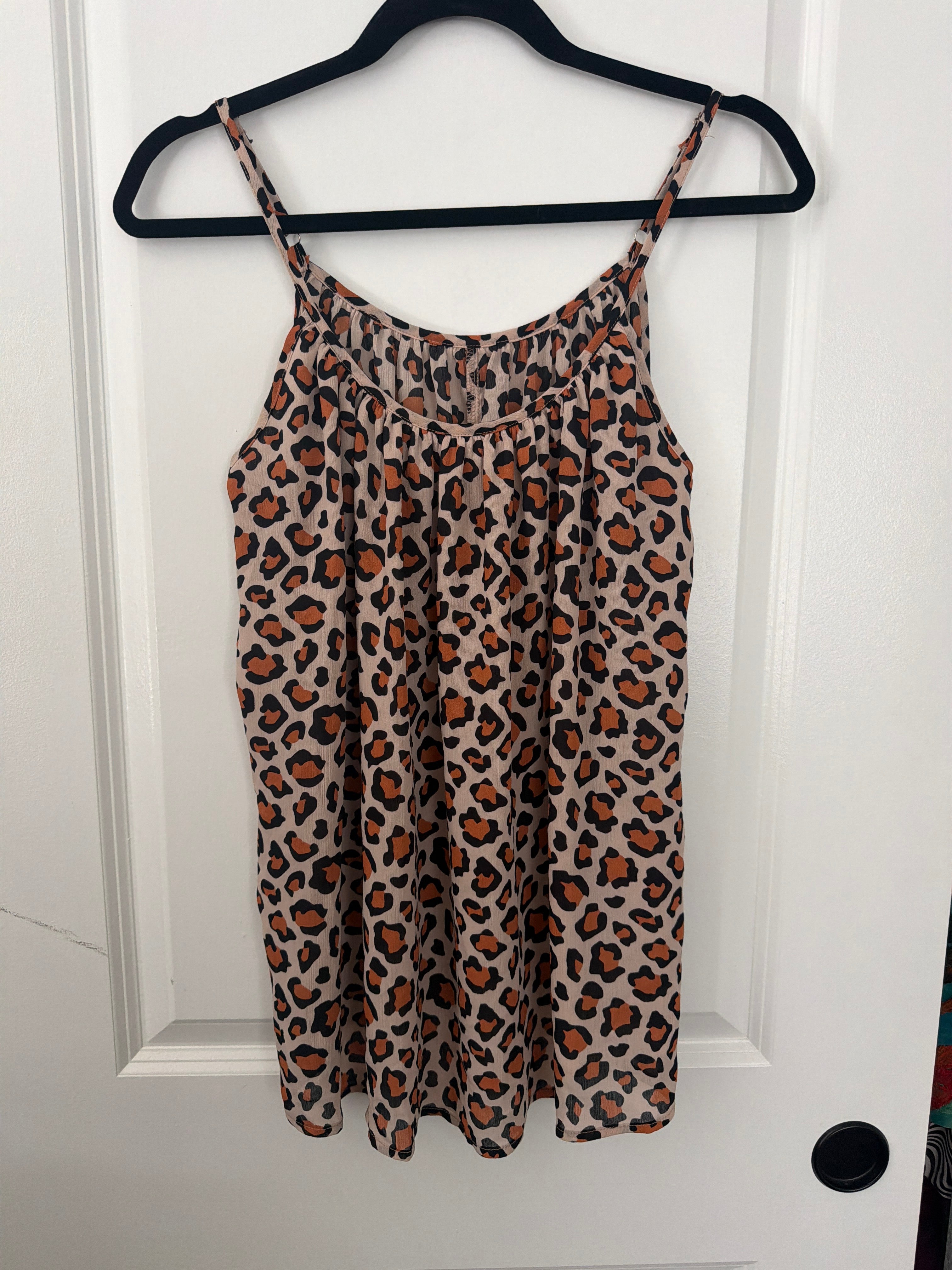 Spaghetti Strap Animal Print Top