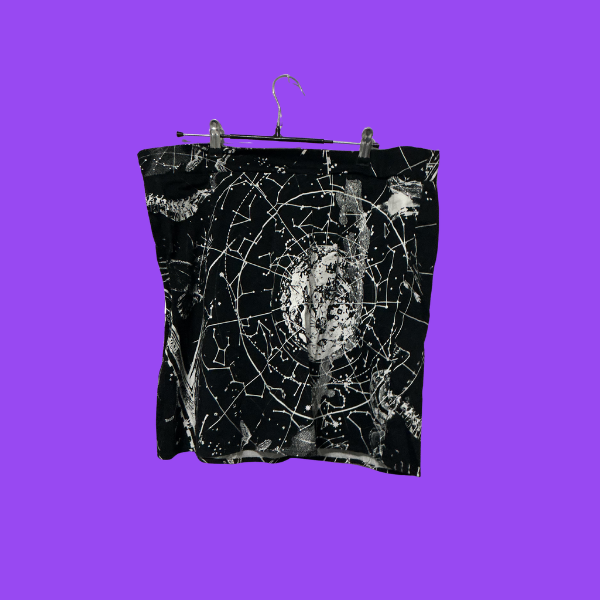 Black and White Zodiac Midnight Hour Skirt, XL