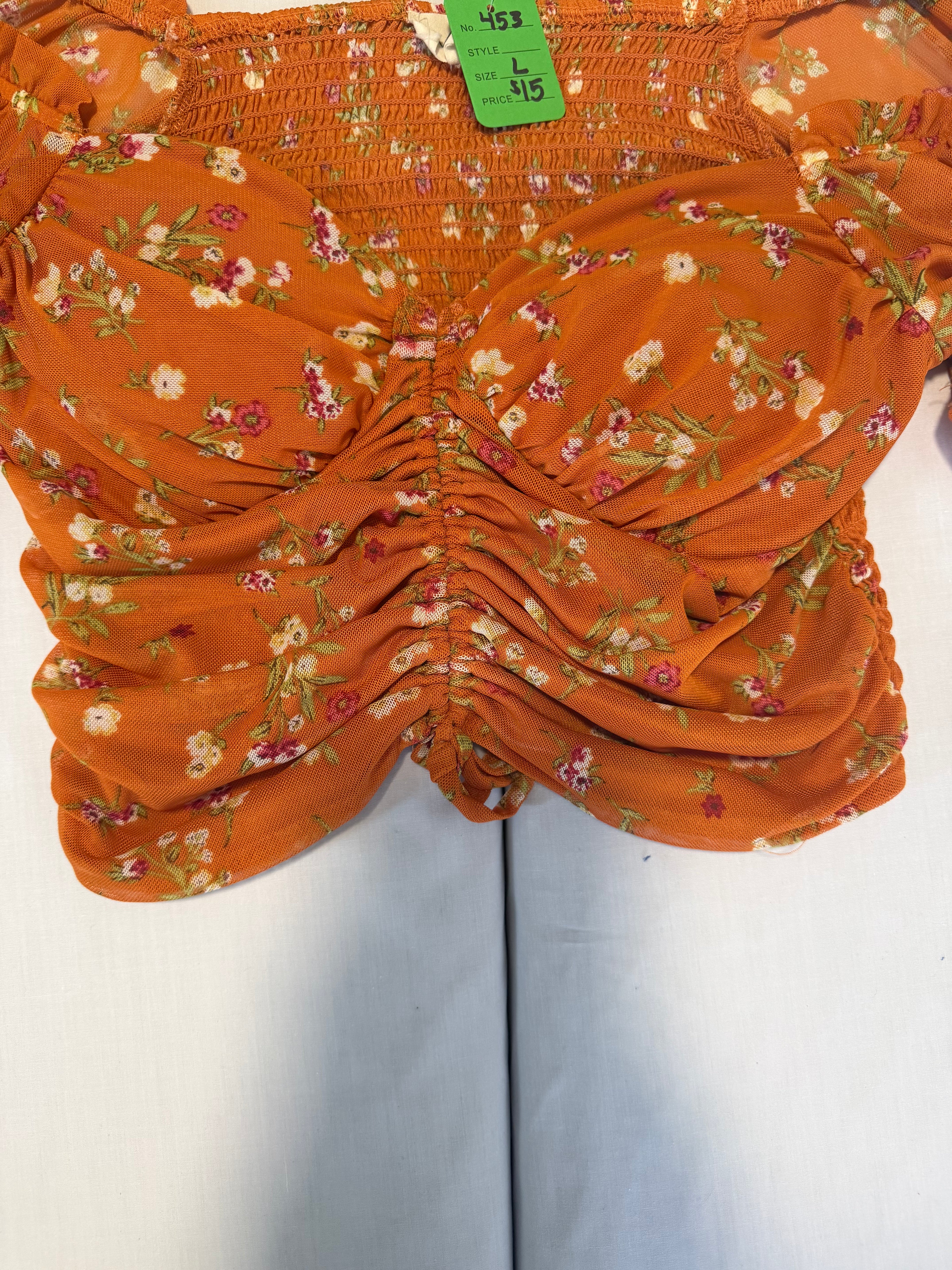 Meraki Orange Floral Top