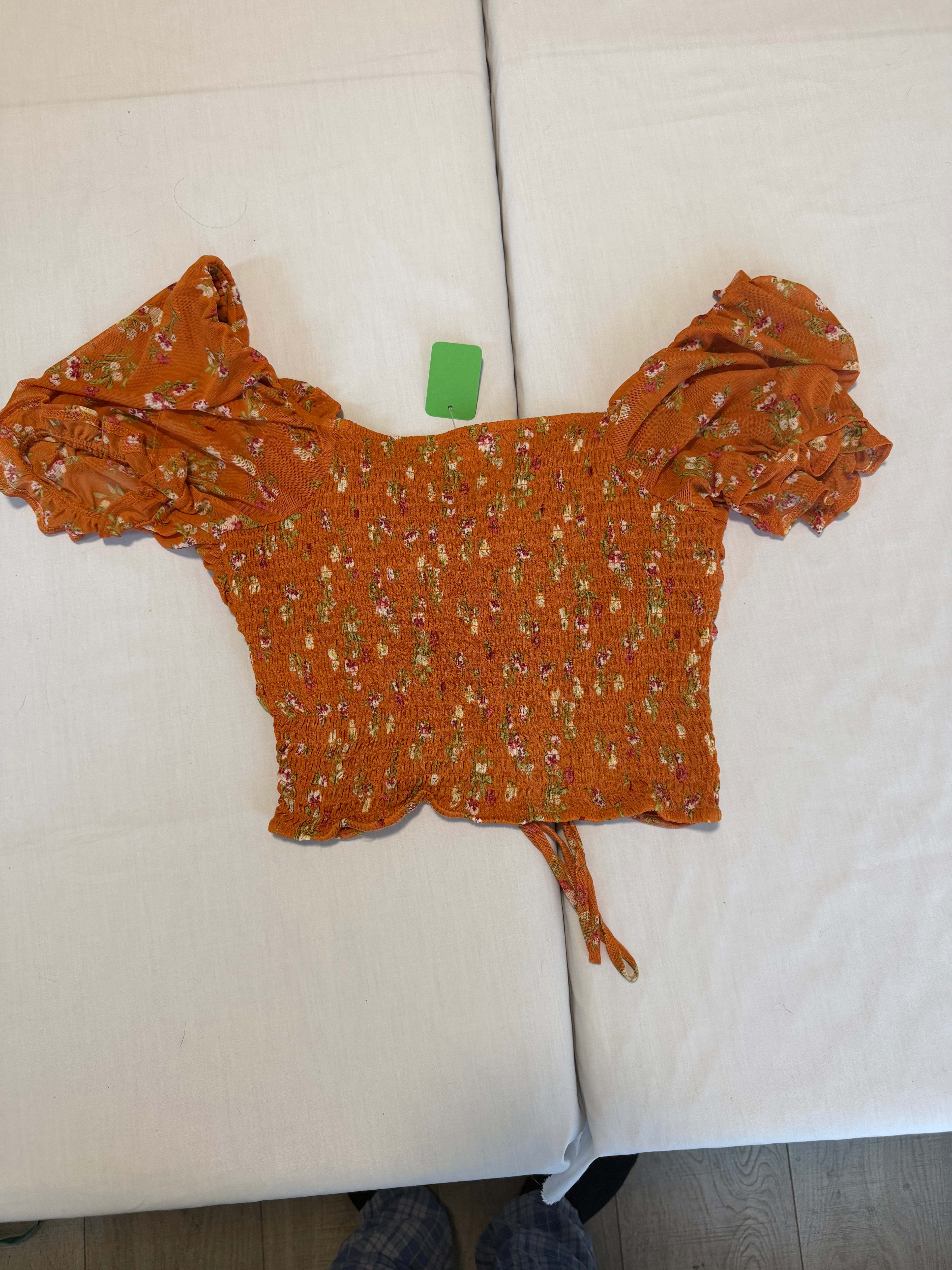 Meraki Orange Floral Top