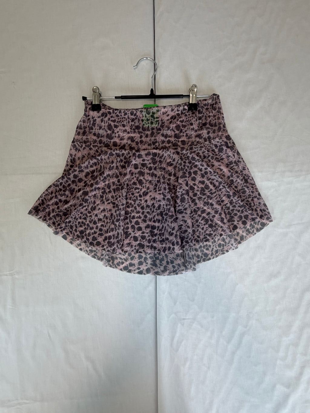 Eleve Sheer Leopard Print Mini Skirt Large