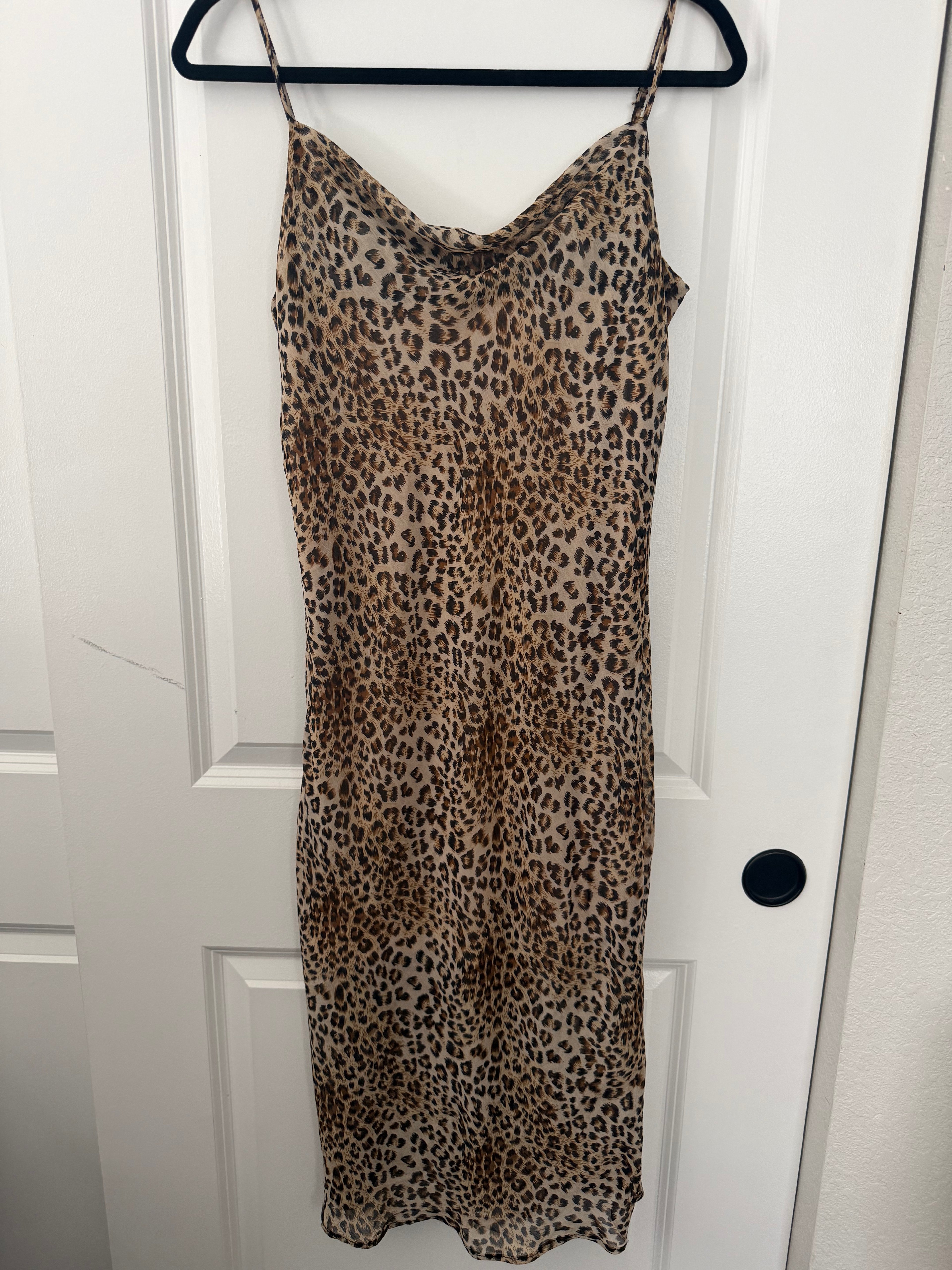 Le Lis Leopard Print Lined Slip Dress – Made in USA, Size M