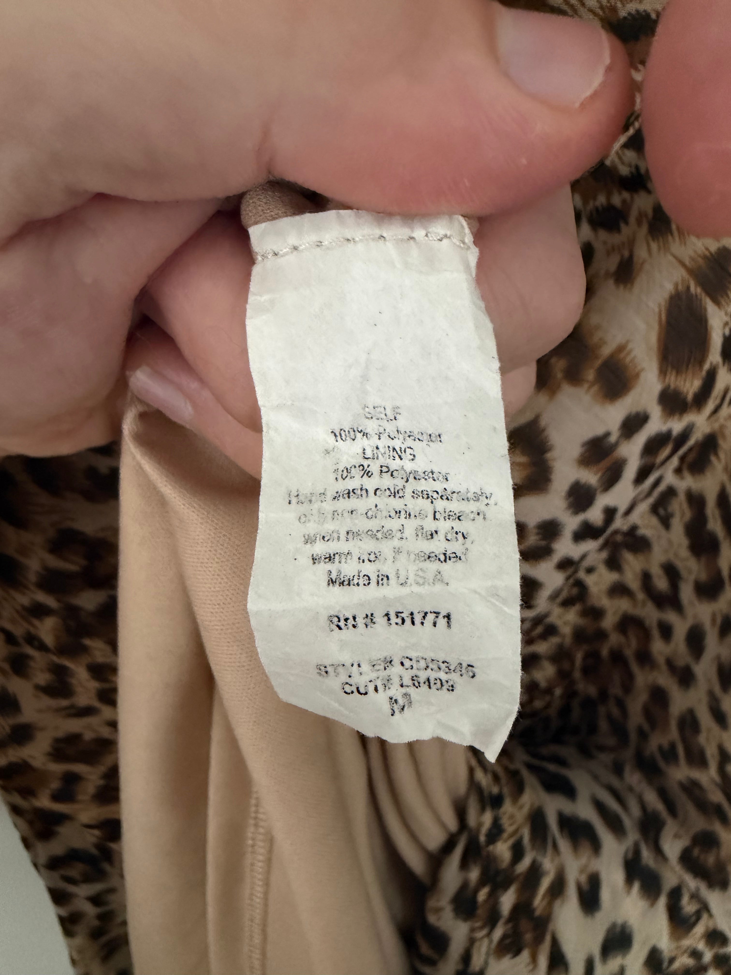 Le Lis Leopard Print Lined Slip Dress – Made in USA, Size M