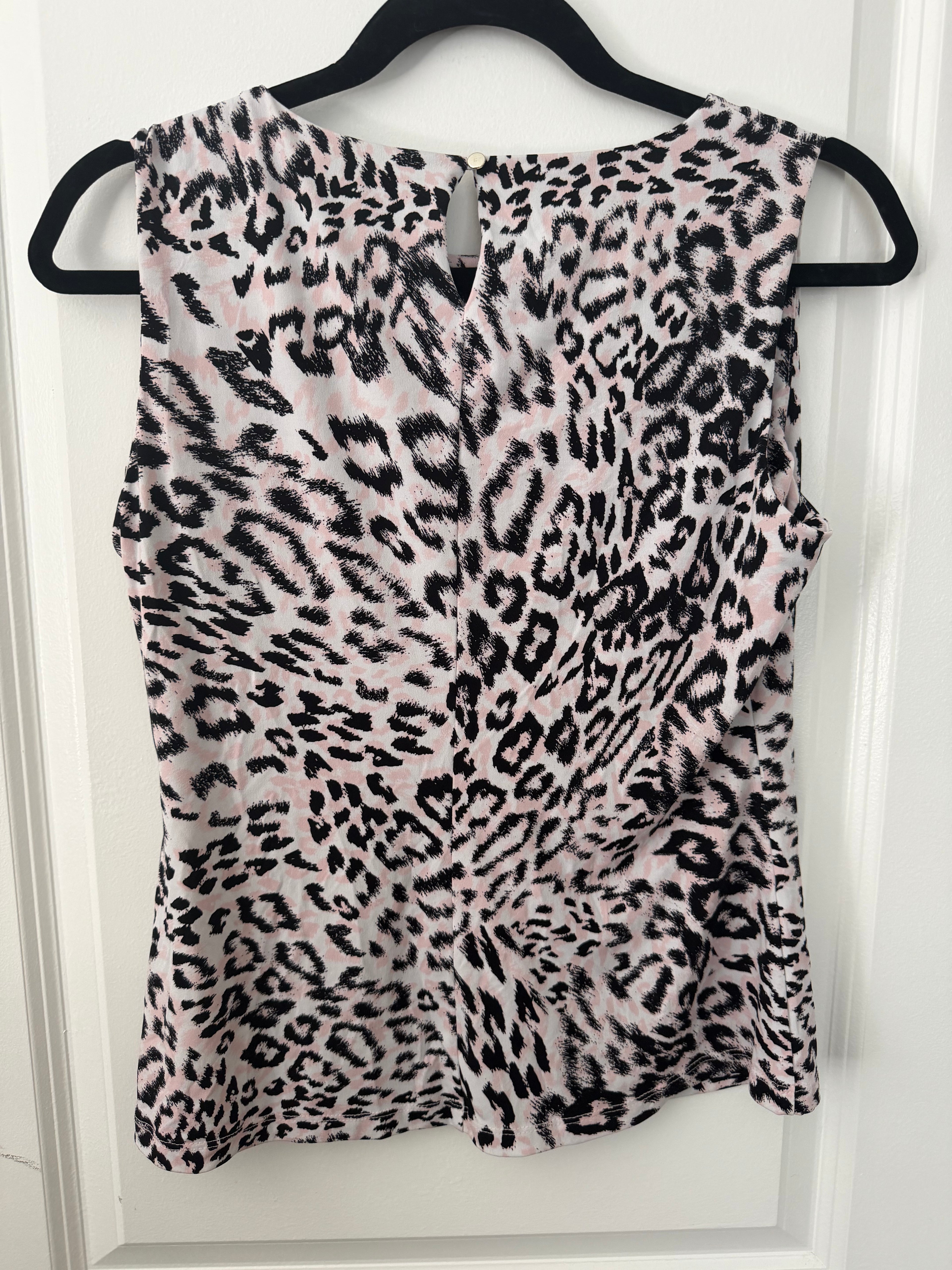 Calvin Klein Pink Leopard Sleeveless Blouse – Petite Medium PM