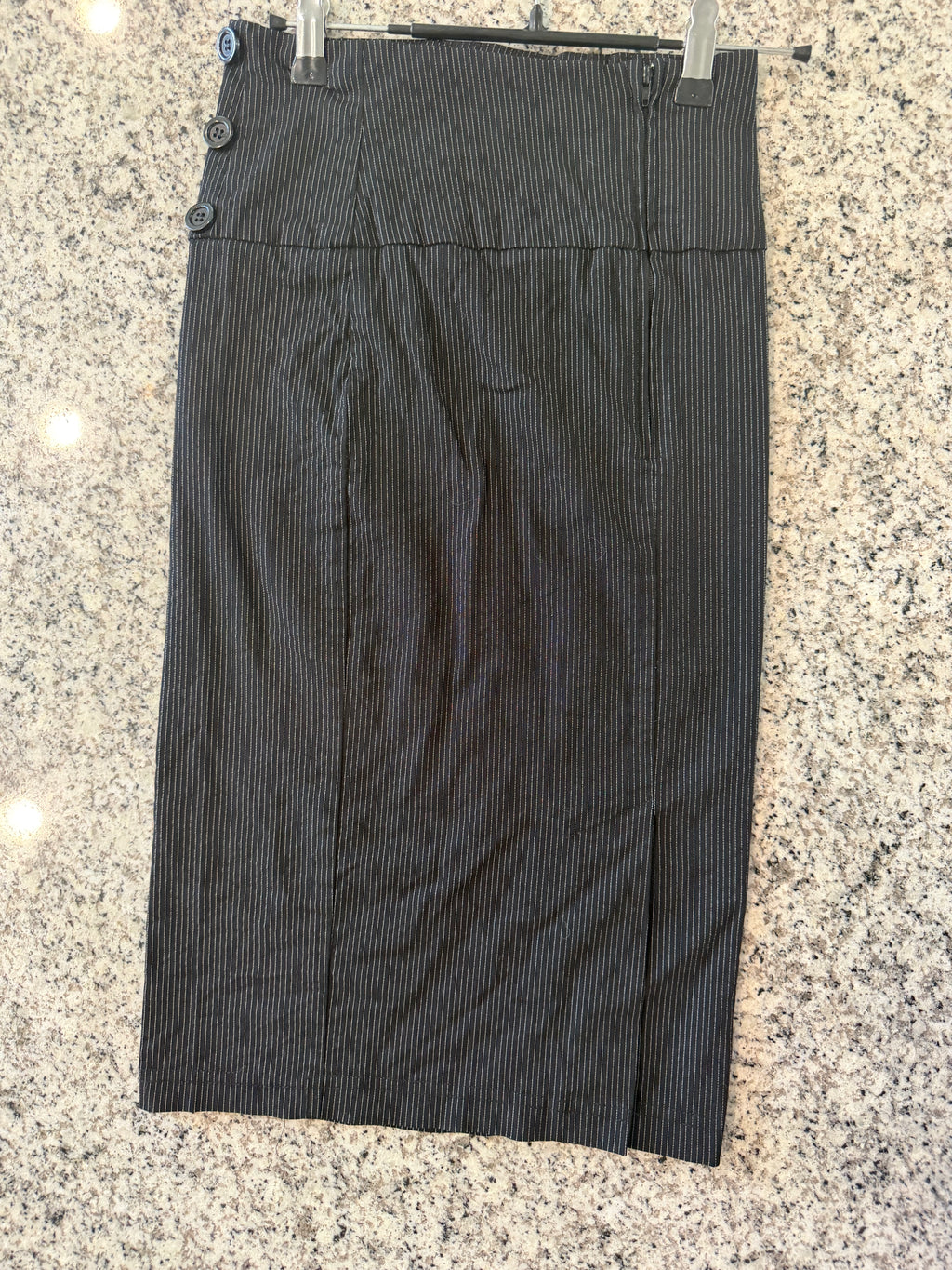 Klassy Small Black/White Pinstripe Pencil Skirt