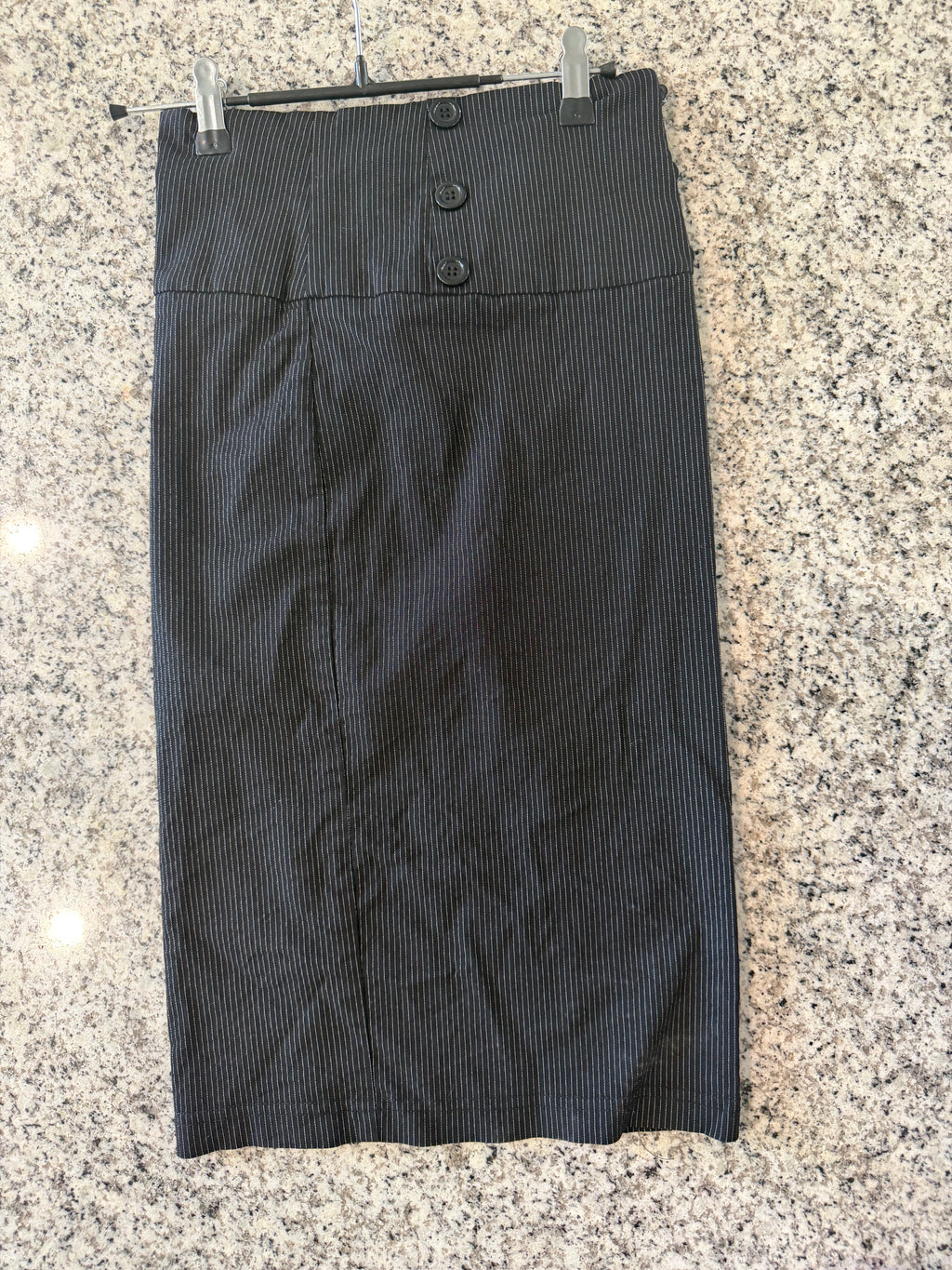 Klassy Small Black/White Pinstripe Pencil Skirt