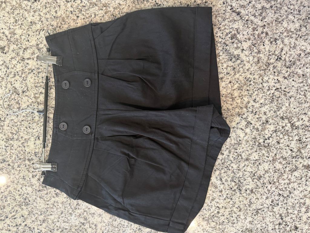 Medium High waisted Black Sailor Pleated Shorts