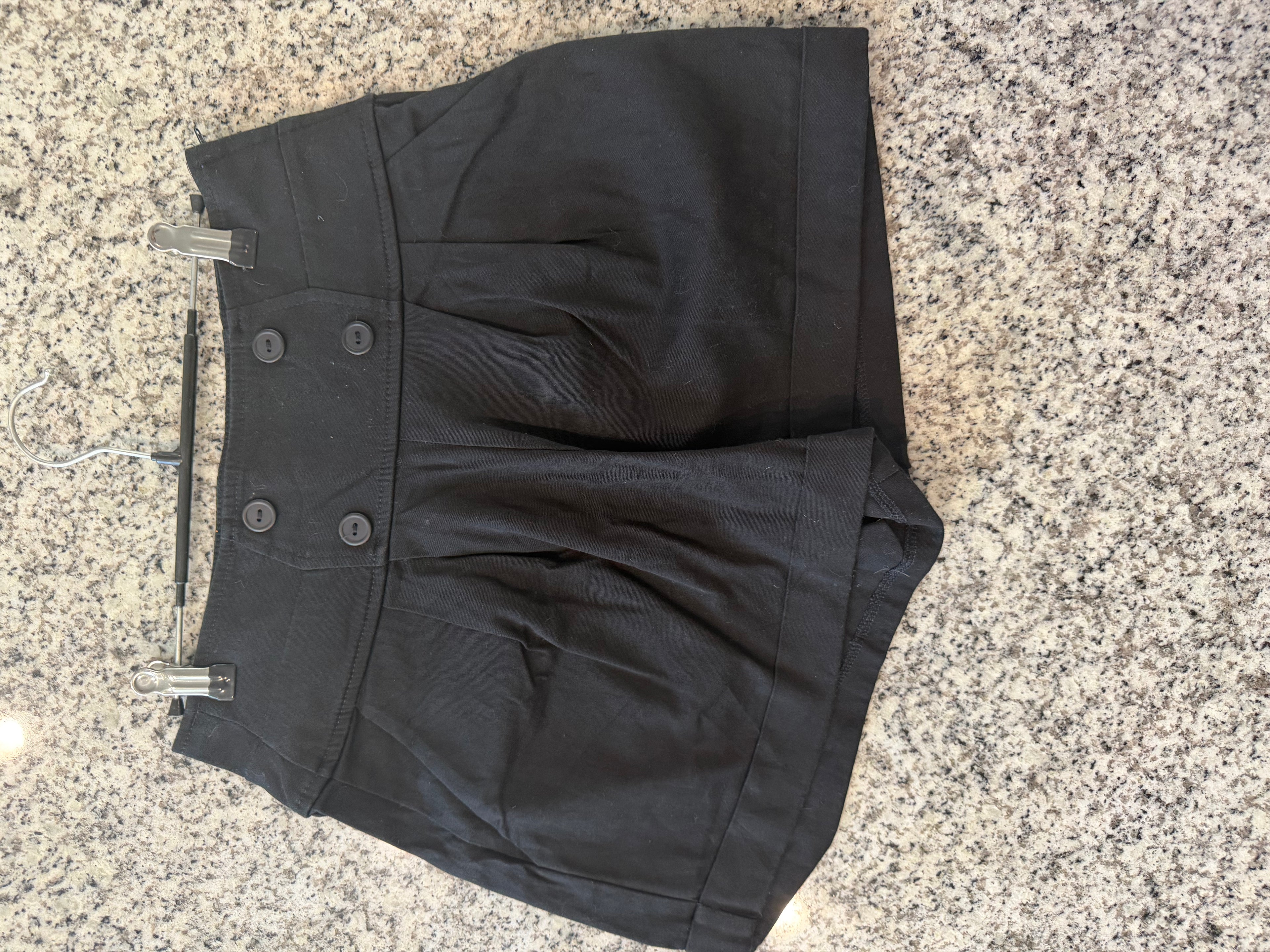 Medium High waisted Black Sailor Pleated Shorts