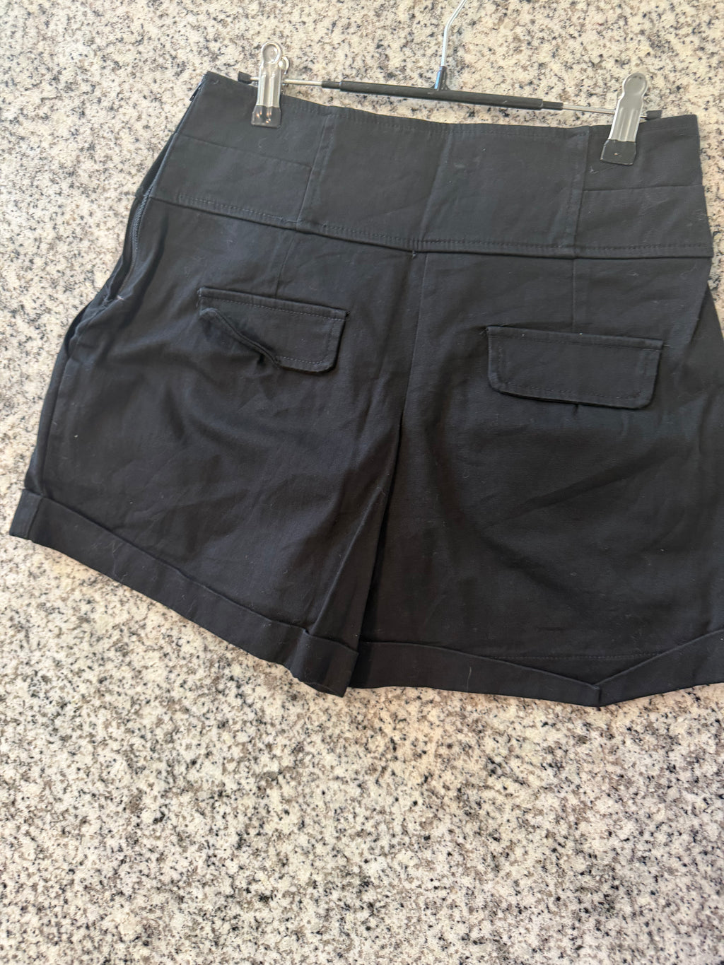 Medium High waisted Black Sailor Pleated Shorts