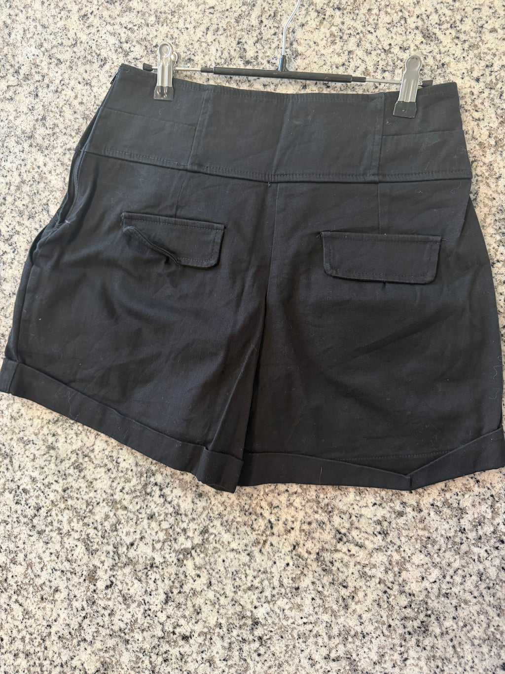 Medium High waisted Black Sailor Pleated Shorts