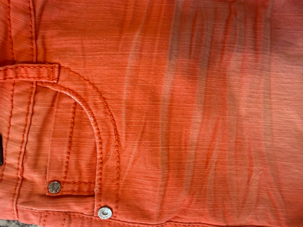 Almost Famous Size 5 Vibrant Orange Denim cutoff shorts