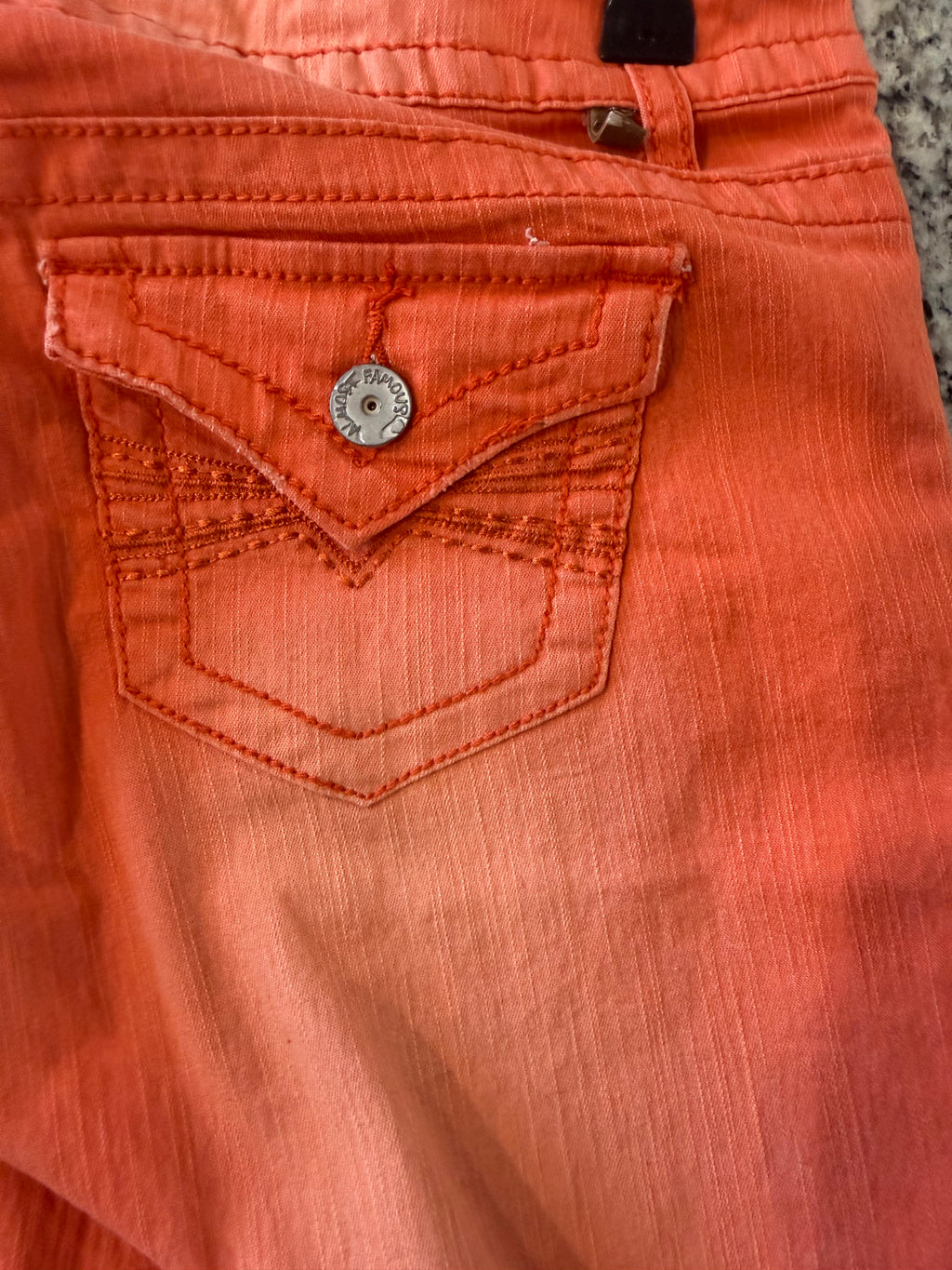 Almost Famous Size 5 Vibrant Orange Denim cutoff shorts