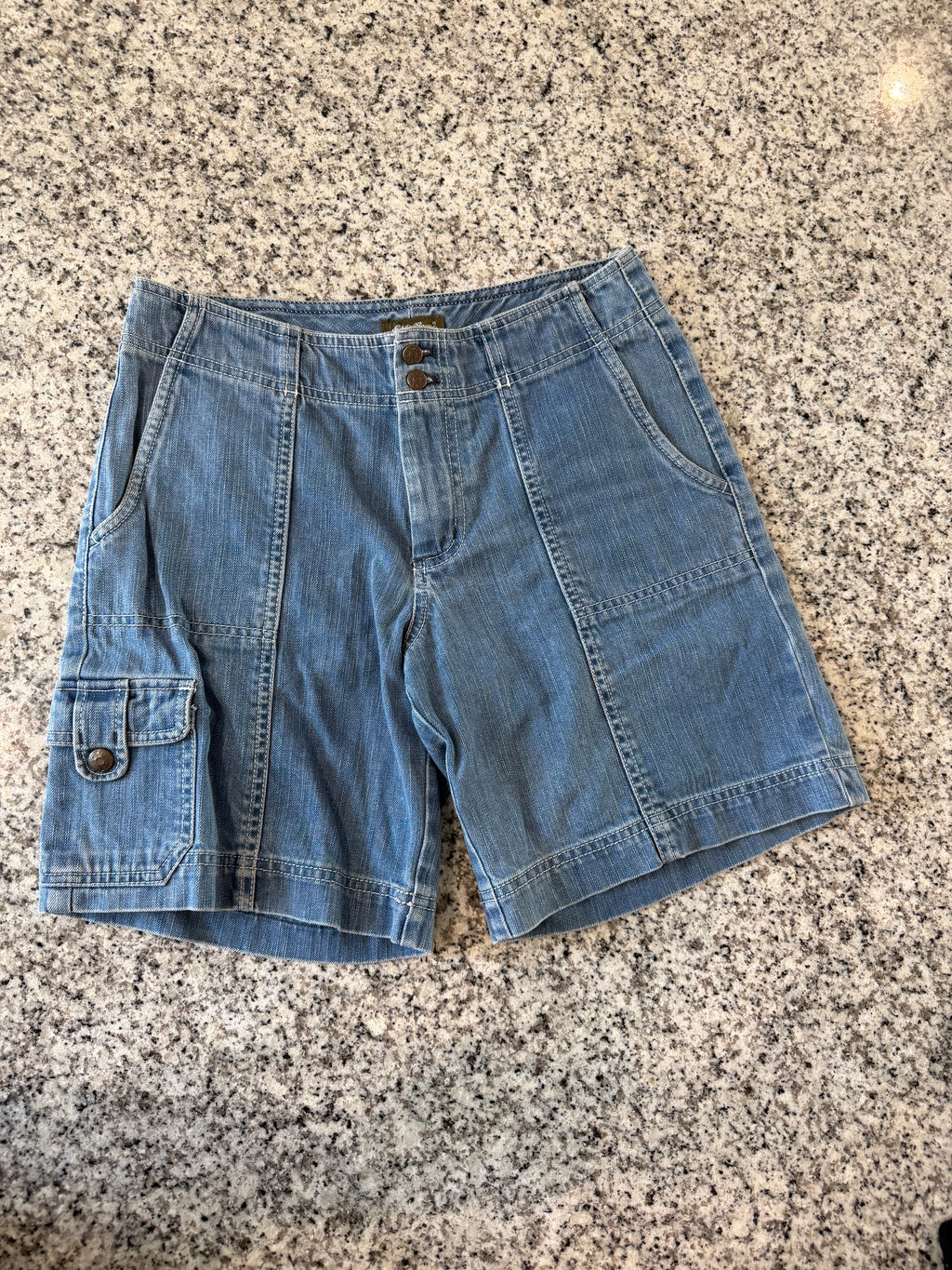 Eddie Bauer Size 2 Mercer Fit Denim Utility Cargo Shorts