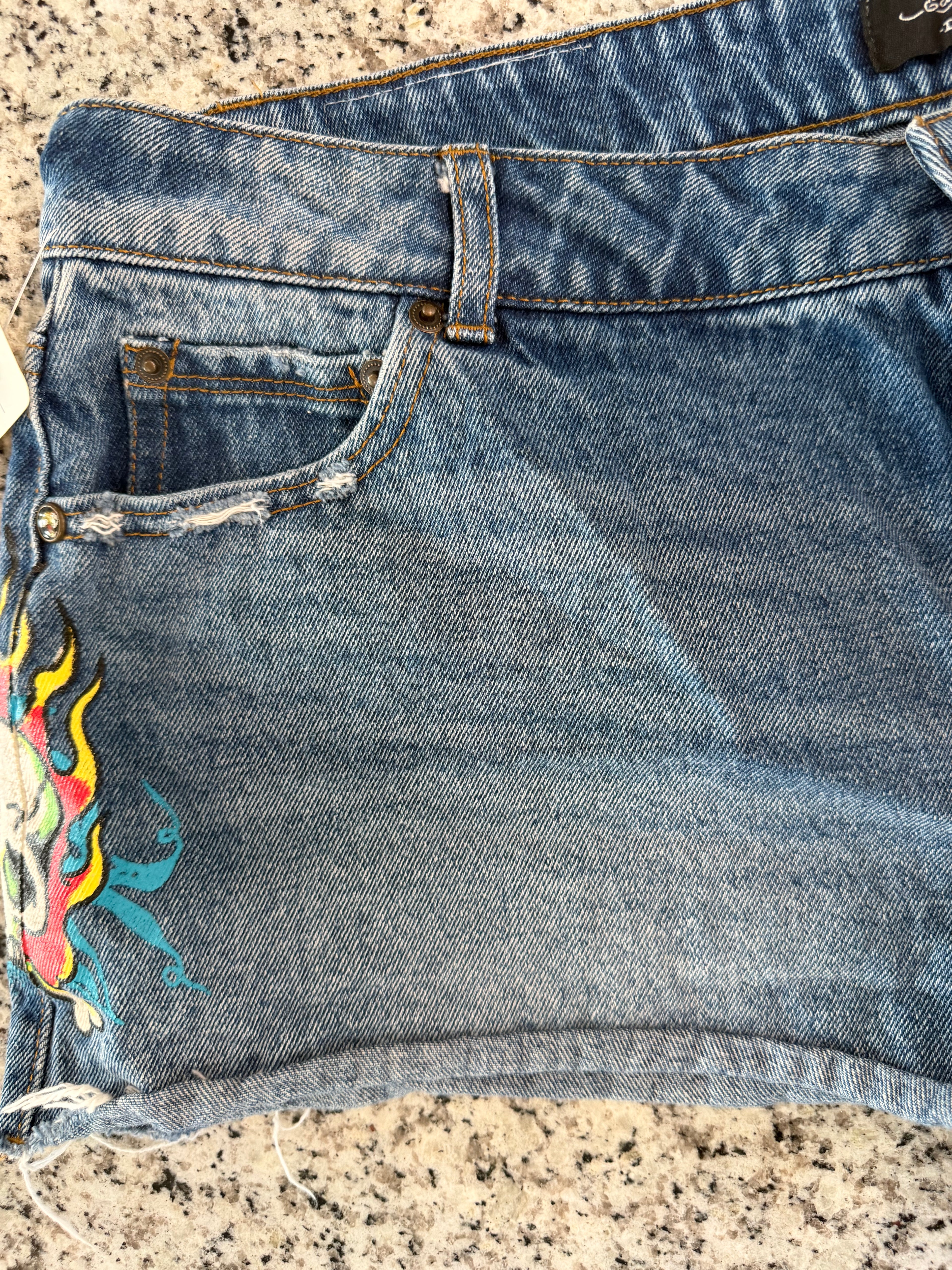 Retro Ed Hardy XL Denim Shorts