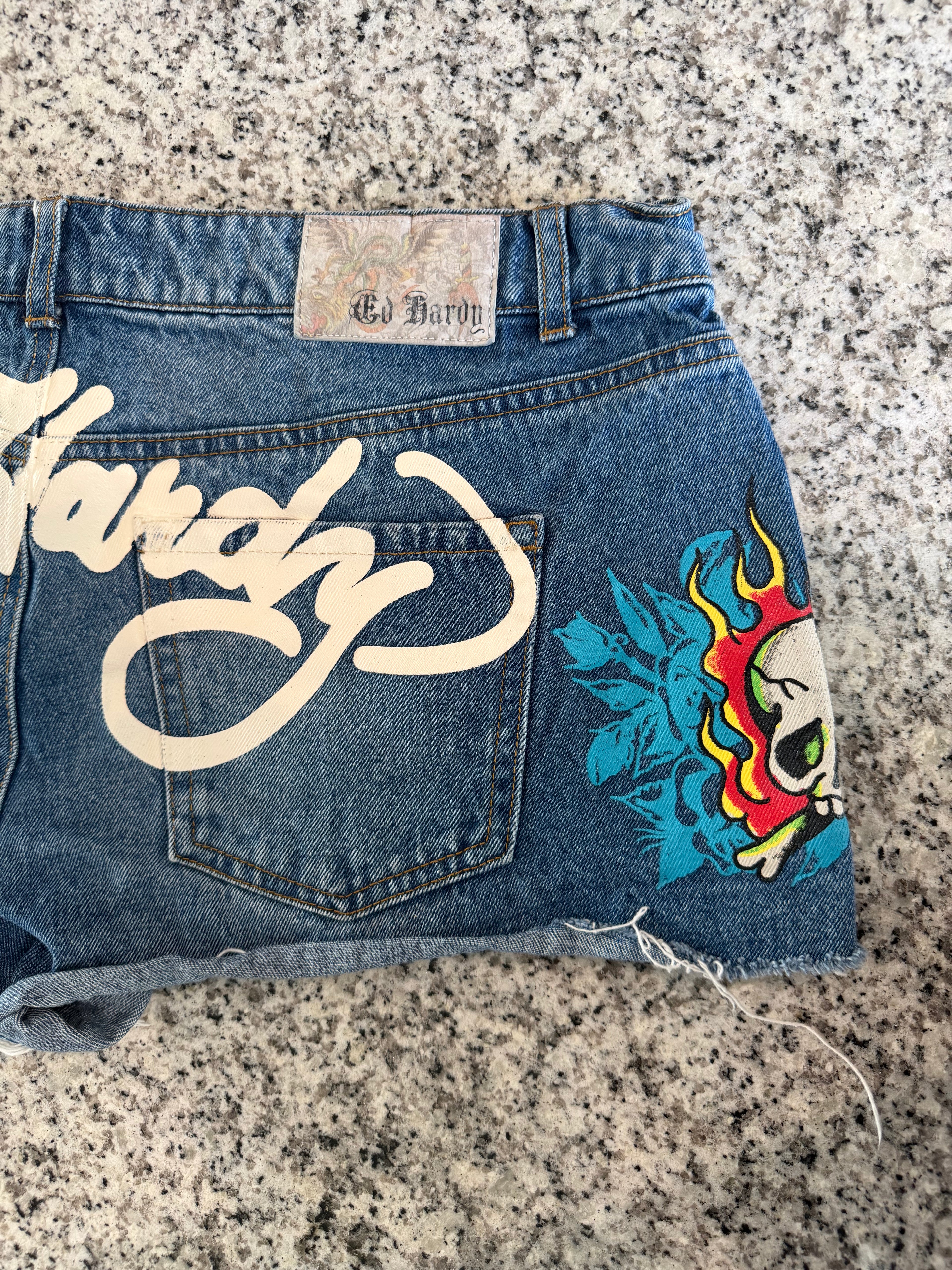Retro Ed Hardy XL Denim Shorts