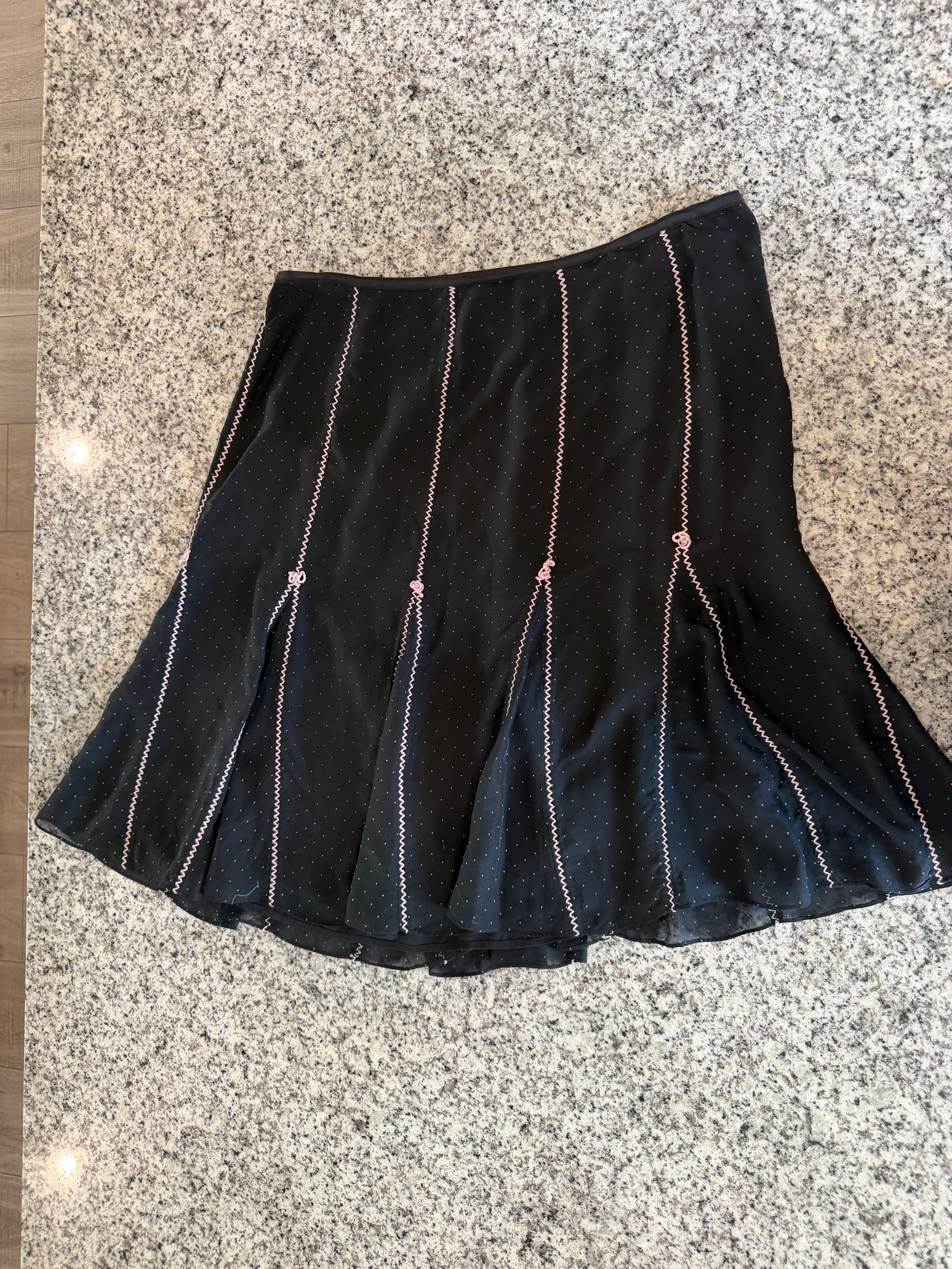 100% Silk 14W Context Flare Skirt