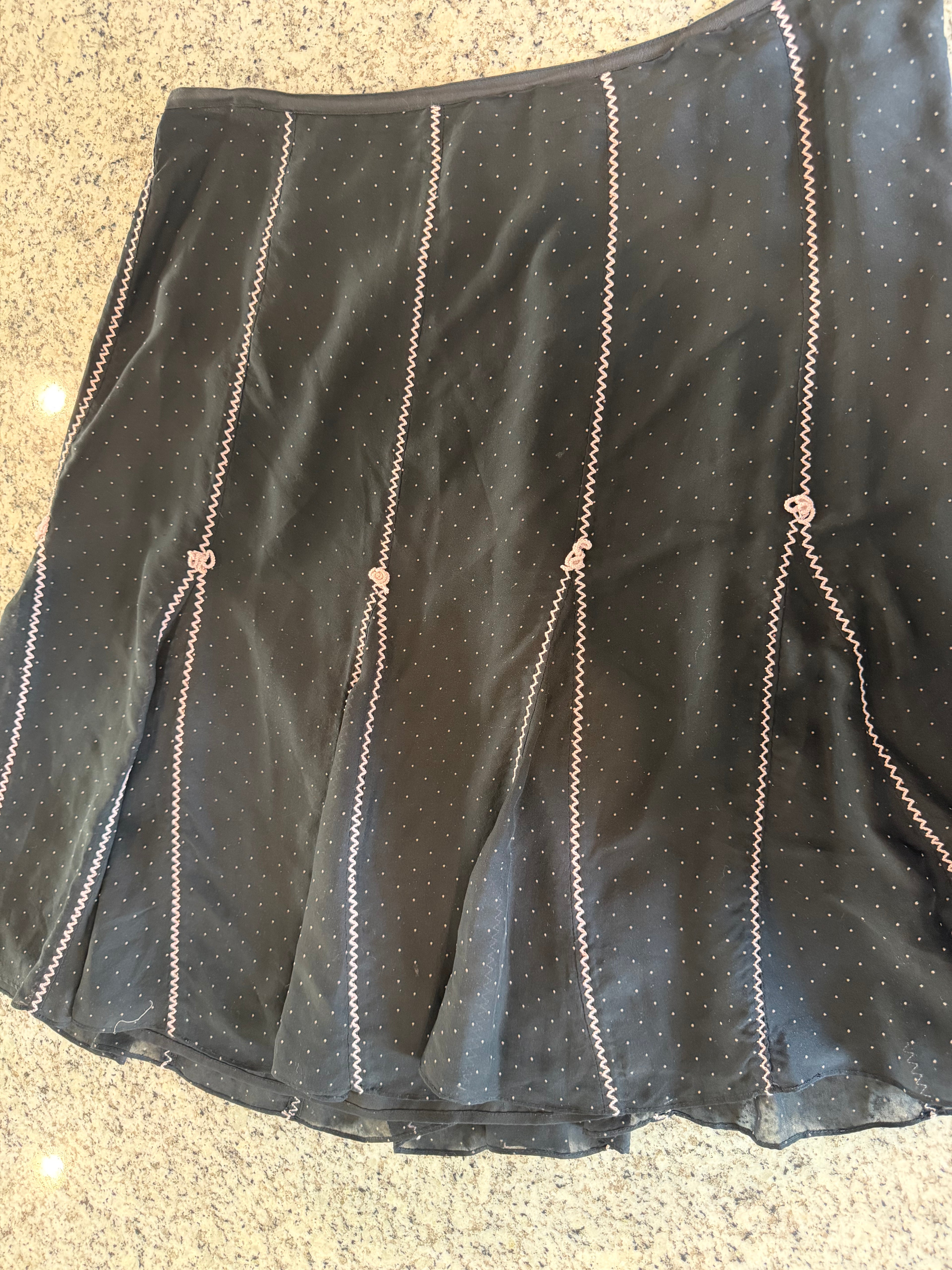 100% Silk 14W Context Flare Skirt