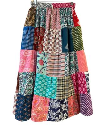 Cotton Multi Patch Long Festival Skirt