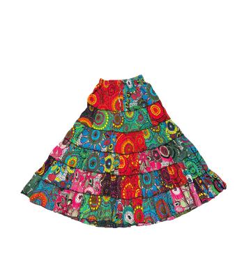 Cotton Multi Color Ombre Patchwork Festival Skirt