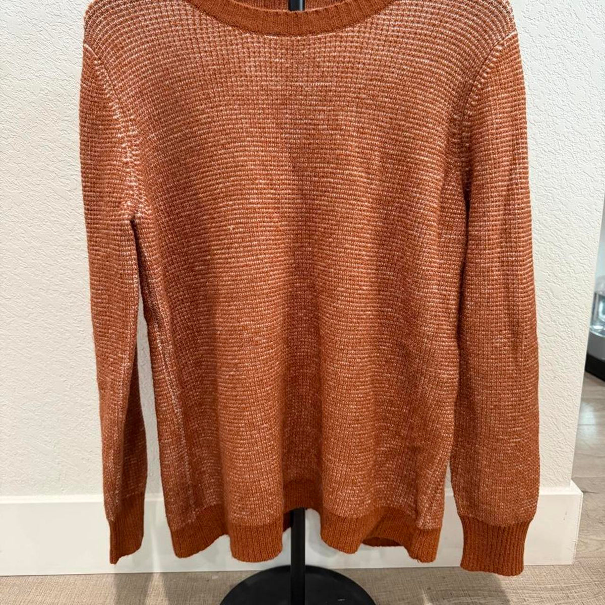 Orange & Brown Textured Knit Sweater Size Medium