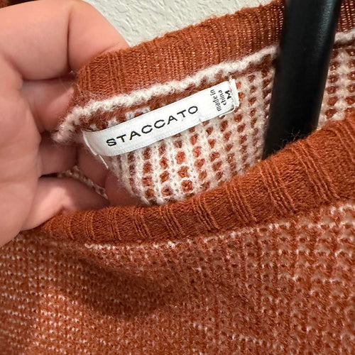 Orange & Brown Textured Knit Sweater Size Medium
