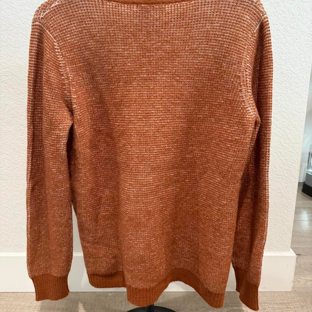 Orange & Brown Textured Knit Sweater Size Medium