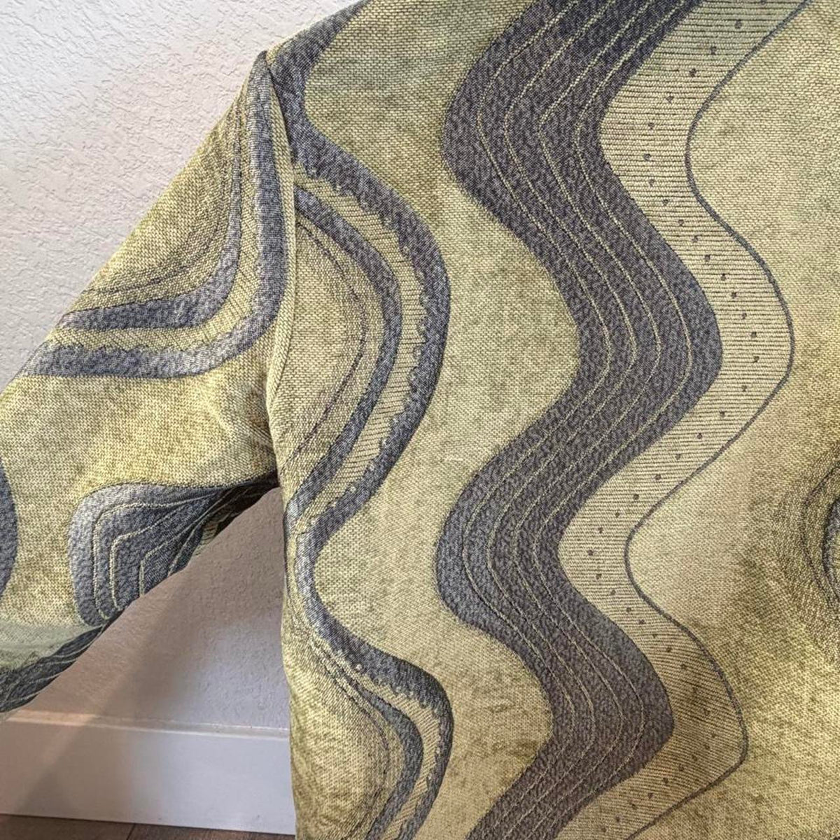 Vintage Winding River Wavy Print Reversible Tapestry Jacket Size Large