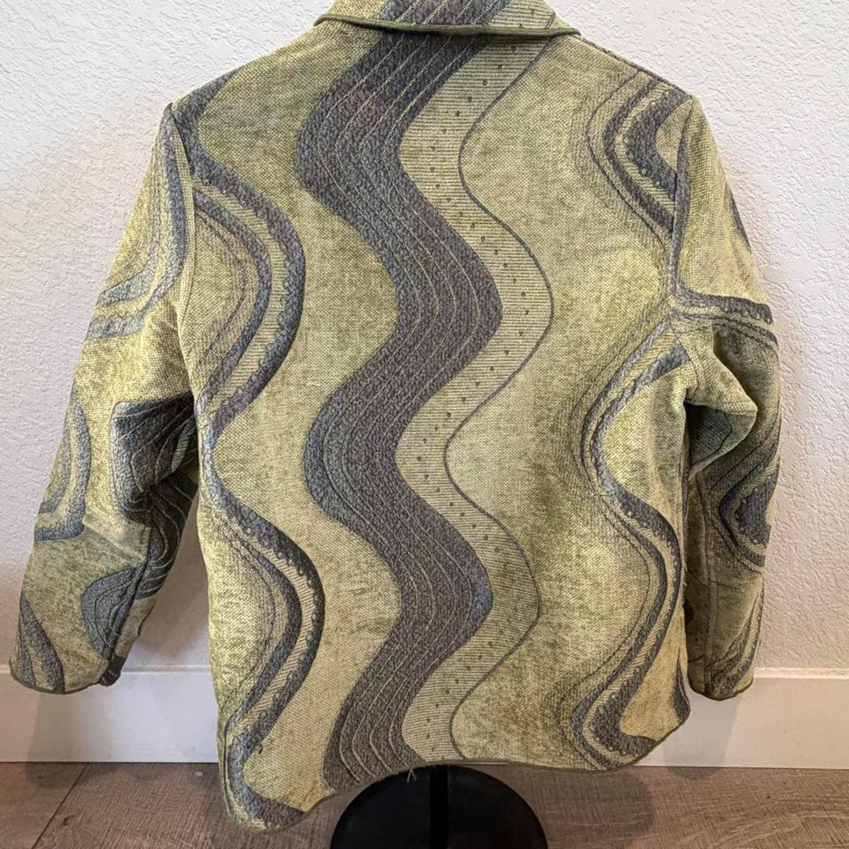 Vintage Winding River Wavy Print Reversible Tapestry Jacket Size Large