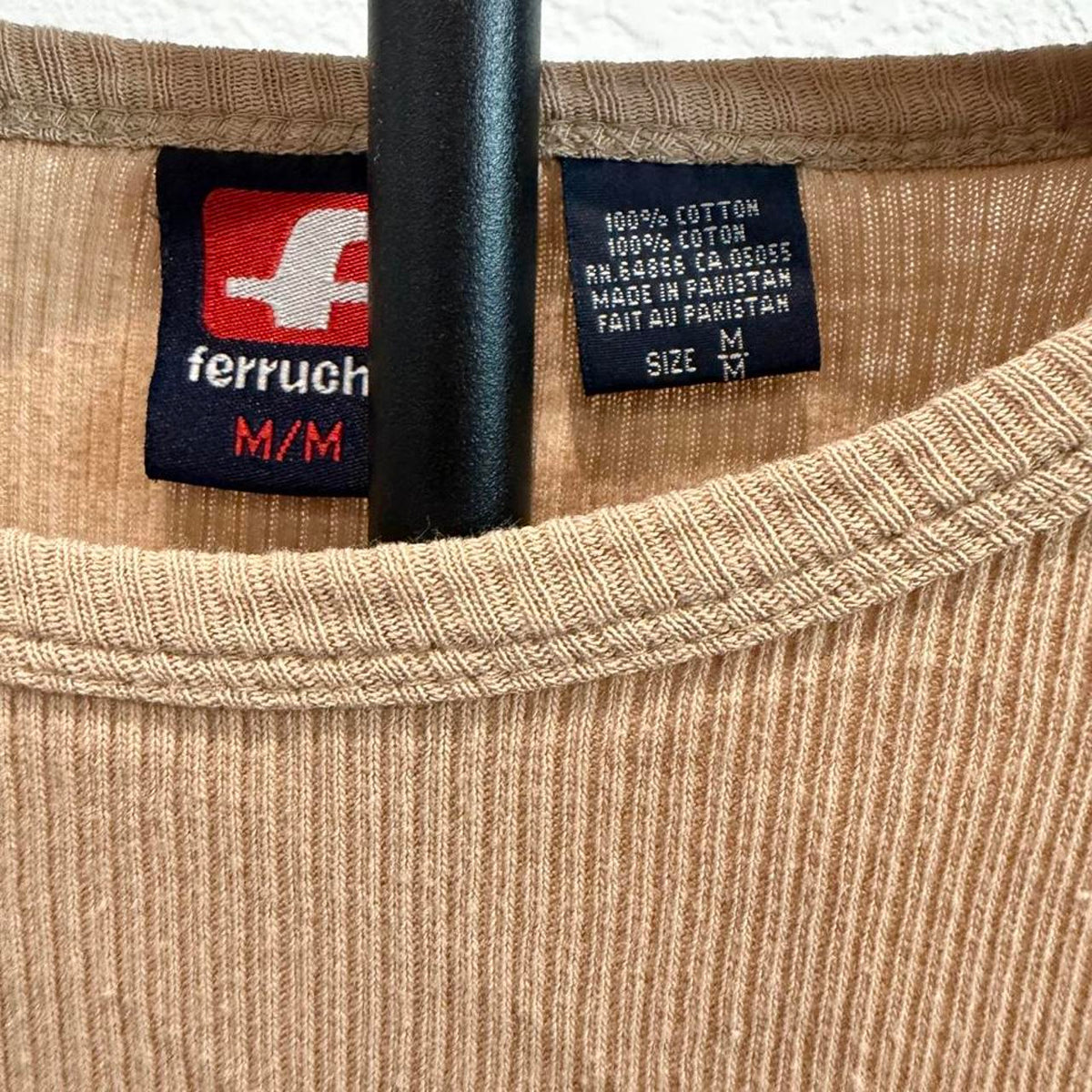 Ferrucho Size Medium 100% Basic Tan Tee Shirt