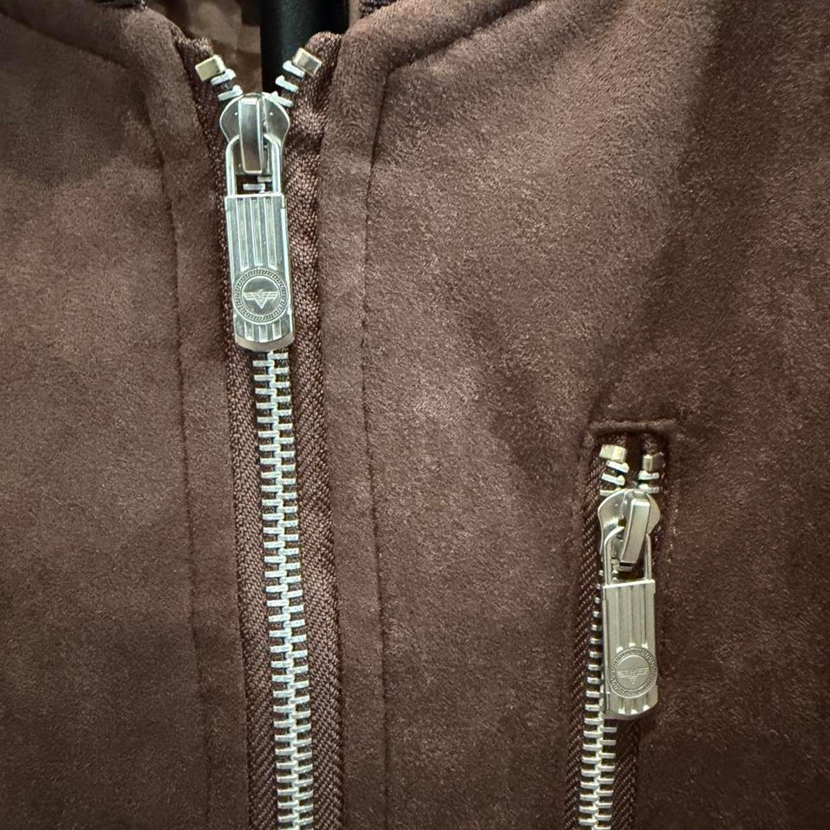 Brown Suede Feel Bomber Jacket Size Large