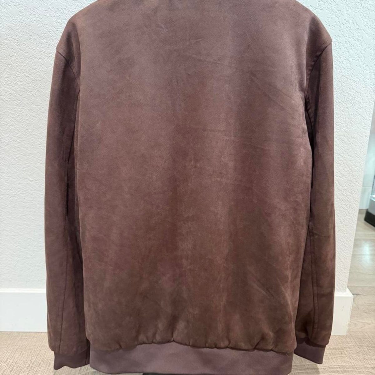 Brown Suede Feel Bomber Jacket Size Large