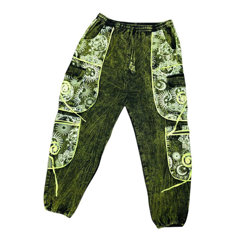 Cotton Multi Patchwork Jungle Beauty Swirl Sun Moon Pant