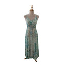 Bohemian Vintage Spaghetti Straps Teal Maxi Dress